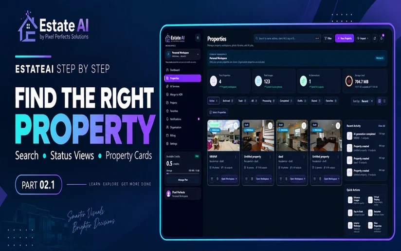 EstateAI Properties Guide: Search, Filters & Property Cards